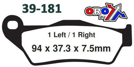 Brake Pads Sintered Racing, Moto-master 093012, 39-181
