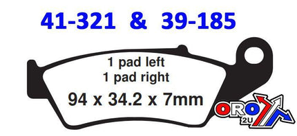 Brake Pads Sintered Nitro, Moto-master 093421, 39-185, FA185, FA389