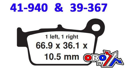 Brake Pads Sintered Nitro, Moto-master 094521, 39-367, 41-940.H.NITRO