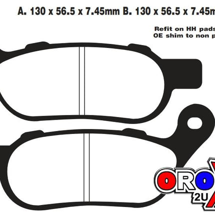 Brake Pads Sintered Metal Hh, Ebc FA458HH Gold, Harley Davidson