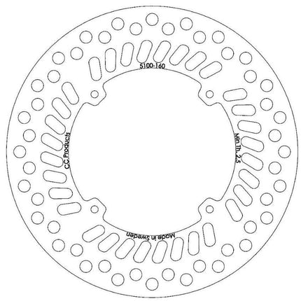 Disc Brake Front CR Xr OEM, Cross-center Product 5100-160 [Made in Sweden]