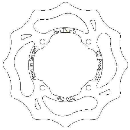 Disc Brake Front KTM50SX Wave, Cross-center 5100-216