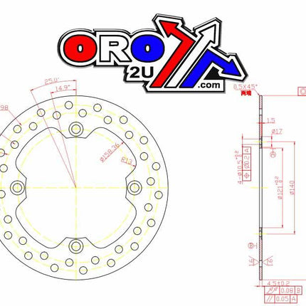 Disc Brake Rear Honda CR125 250 500 MDS030 MDS030 MD6002D