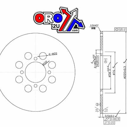 Disc Brake Rear Yamaha YFS200 Blaster MDS154 MDS235 MD6050D