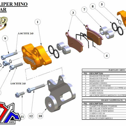 Caliper 4-PISTON KTM50/65, Mino 30-3003