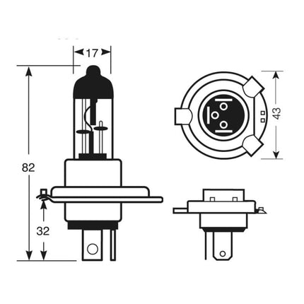 Bulb 12V 60/60W P43T St/sa Large Head