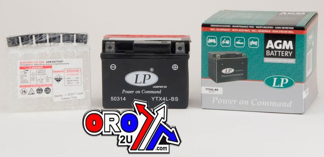 Battery LTX4L-BS 12V 3A M.free, Landport 50314 + Acid Pack, Agm, Ma LTX4L-BS