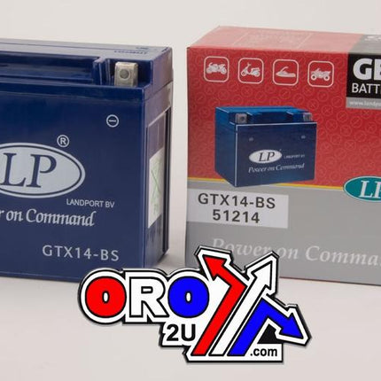 Battery LTX14-4 (GTX14-BS) 12V Gel, Landport 51214, Mg LTX14-4, Mg GTX14-BS, (same As YTX14-BS)