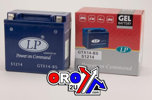 Battery LTX14-4 (GTX14-BS) 12V Gel, Landport 51214, Mg LTX14-4, Mg GTX14-BS, (same As YTX14-BS)