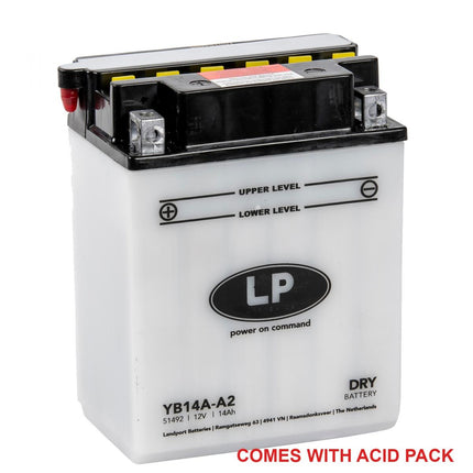 Battery LB14A-A2 12V 14Ah, Landport Dry With Acid Pack, Road, Mc Ma YB14A-A2, Md LB14A-A2