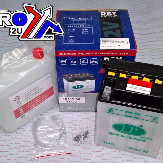 Battery LB14A-A2 12V 14Ah, Landport Dry With Acid Pack, Road, Mc Ma YB14A-A2, Md LB14A-A2