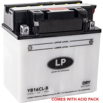 Battery LB16CL-B 12V 19Ah., Landport Dry+acid Pack, Road, Mc Ma YB16CL-B, Md LB16CL-B