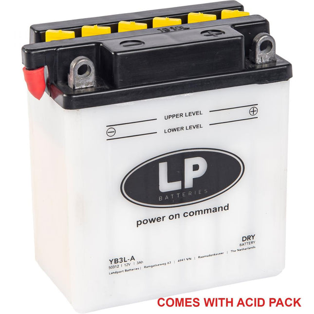 Battery YB3L-A 12V 3Ah., Landport With Acid Pack, Road, Mc Ma YB3L-A