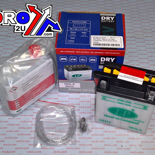 Battery YB3L-A 12V 3Ah., Landport With Acid Pack, Road, Mc Ma YB3L-A