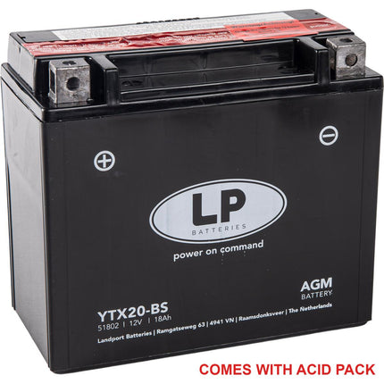 BATTERY LTX20-BS 12V 18Ah. MF, LANDPORT Maintenance Free, 81802 MB YTX20-BS AGM