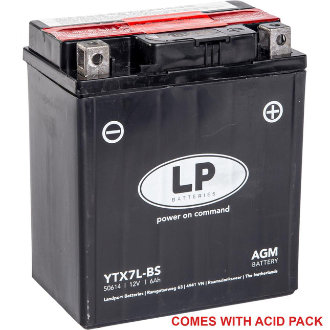 BATTERY LTX7L-BS 12V MA.FREE, LANDPORT Maintenance Free, 50614 AGM, MA LTX7L-BS