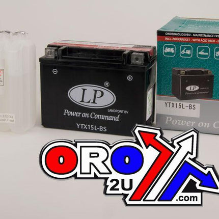 BATTERY LTX15L-BS 12V 12AH, LANDPORT Maintenance Free, AGM, YTX15L-BS