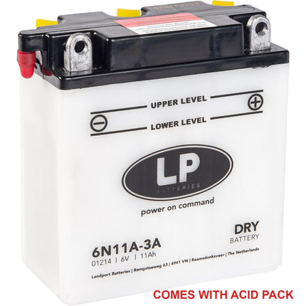 Battery 6N11A-3A 6V 11AH, Landport With Acid Pack, Road, Mc Ma 6N11A-3A
