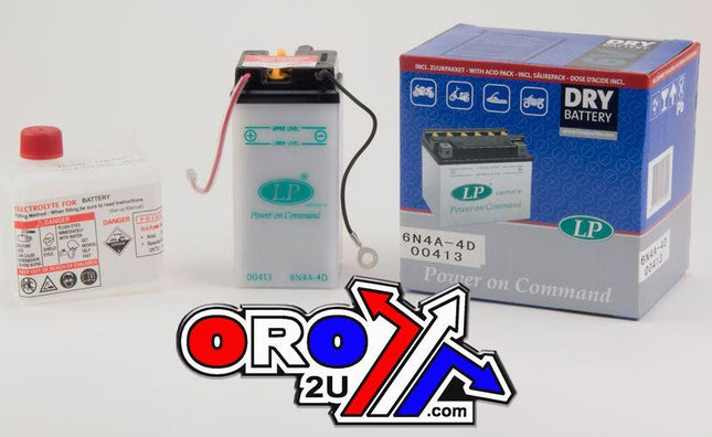 Battery 6N4A-4D 6V 4AH, Landport 00413 With Acid Pack, Road, Mc Md 6N4A-4D