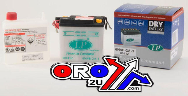 Battery 6N4B-2A-3 6V 4AH, Landport 00412 With Acid Pack, Road, Mc
