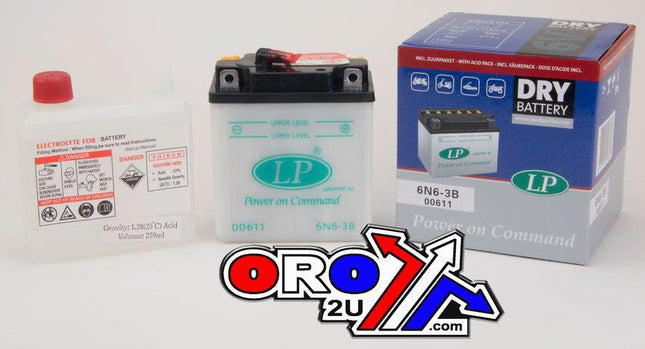 Battery 6N6-3B 6V 6Ah., Landport 00611 + Acid Pack, Road, Mc