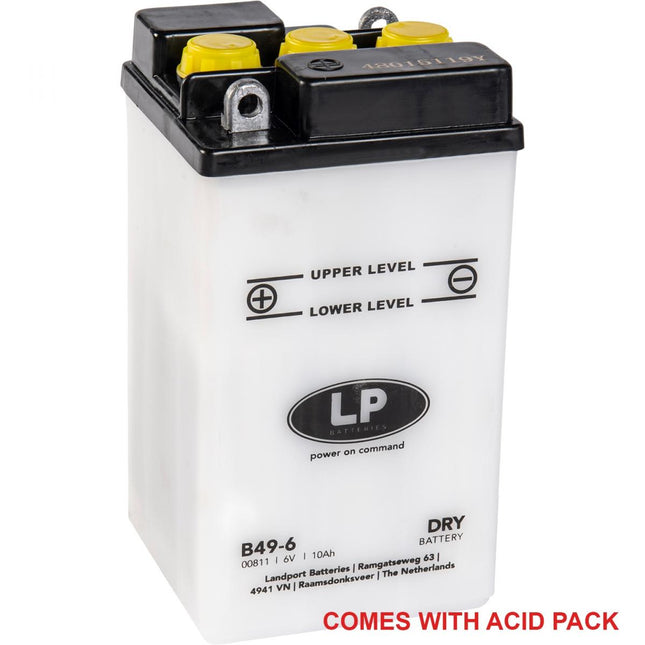 Battery B49-6 6V 8Ah., Landport 00811 With Acid Pack, Road, Mc Ma B49-6