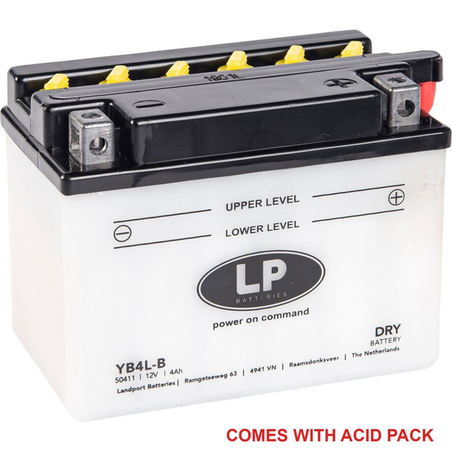 Battery YB4L-B 12V 4Ah., Landport With Acid Pack, Road, Mc Ma YB4L-B, Md LB4L-B