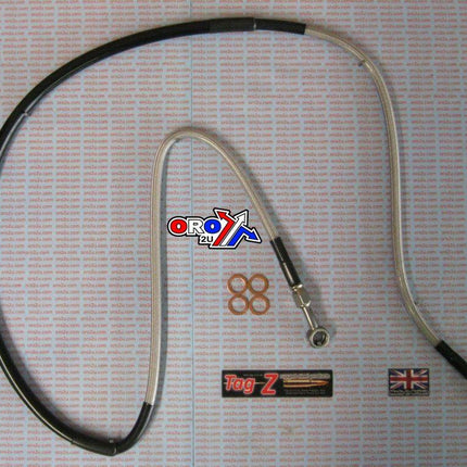 Hose Front Brake Silver / Blk, CR125/250 95-07, CRF250 CRF450 FIR, Kit Done, H02-1-043/P