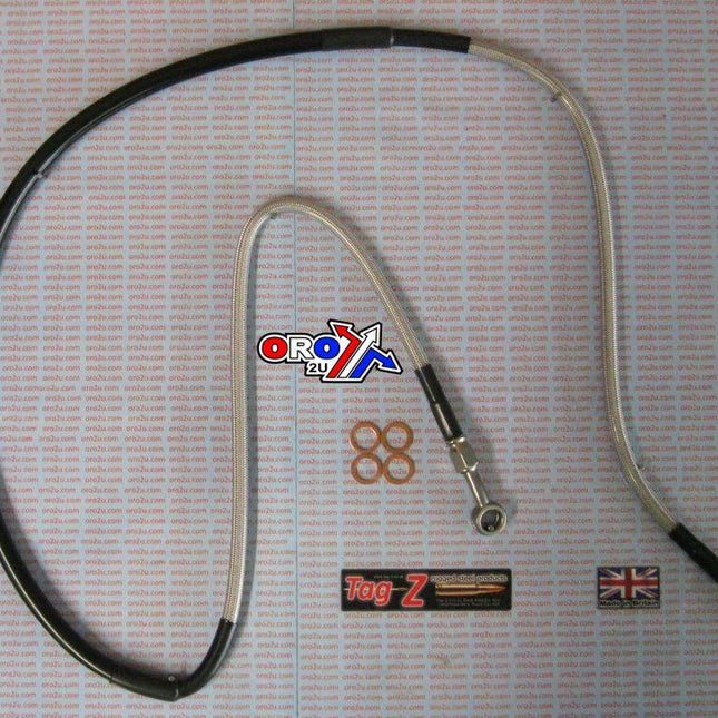 Hose Front Brake Silver / Blk, CR125/250 95-07, CRF250 CRF450 FIR, Kit Done, H02-1-043/P