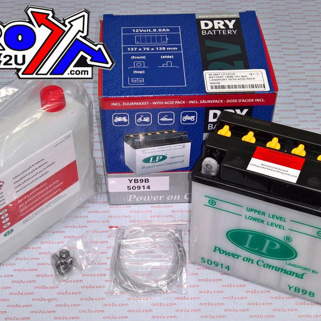 Battery LB9B 12V 9Ah., Landport With Acid Pack, Road, Mc Ma YB9B, Md LB9B