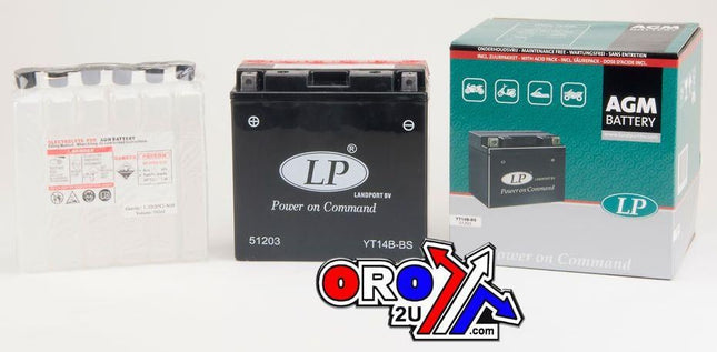 Battery LT14B-BS 12V 12Ah, Landport 51203 Maintenan Free, YT14B-4 Agm