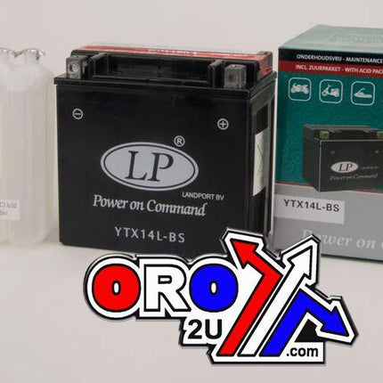 BATTERY LTX14L-BS 12V 12AH, LANDPORT Maintenance Free, AGM, YTX14L-BS