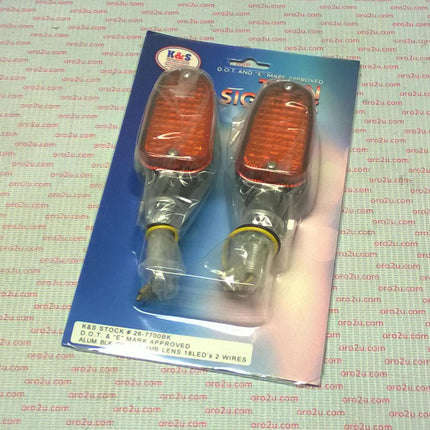 Indicators Aluminum Black SET/2, Amber Lens, LED Universal E Marked, 2 Wire, 26-7700BK