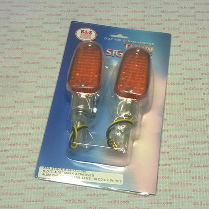 Indicators Aluminum Chrome SET/2, Amber Lens, LED Universal E Marked, 2 Wire, 26-7700CH