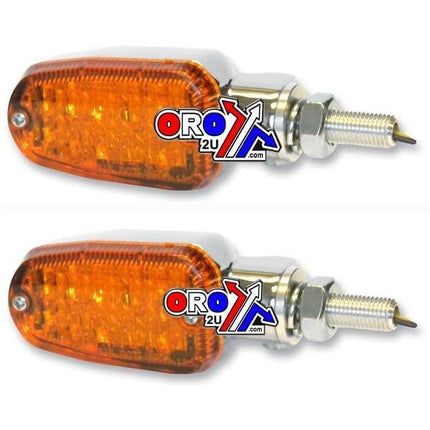 Indicators Aluminum Polished SET/2, Amber Lens, LED Universal E Marked, 2 Wire, 26-7700