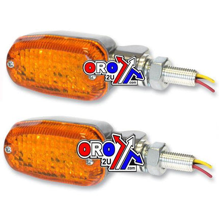 Indicators Aluminum Polished SET/2, Amber Lens, LED Universal E Marked, 3 Wire, 26-7701