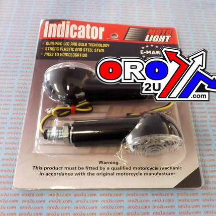 LED INDICATORS CLEAR SET/2 40mm Black Housing E MARKED. MT-003-C-BK40