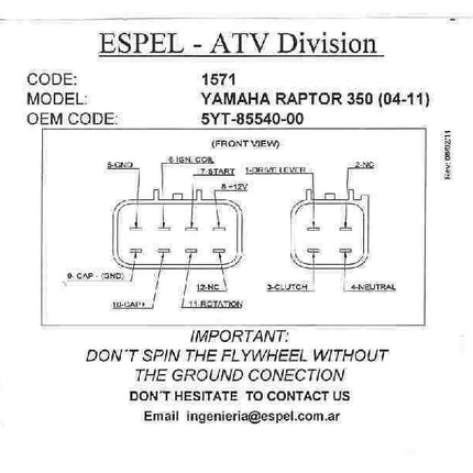 CDI Box YFM350 04-13 Raptor, 5YT-85540-00-00, IYA6036, 160-02082