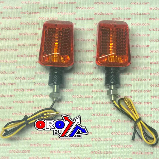 Indicators Pair Rectangular Orange Lens Carbon Look Case