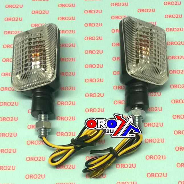 Indicator Pair Rectangular Universal Black Case Orange Lens 75mm X 38mm M8 X 20mm Stem 44-5952.OR