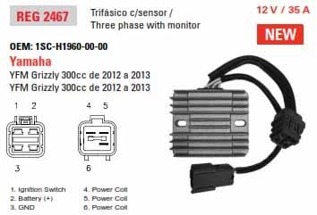 Regulator 12V YFM300 12-13, 230-58206 AYA6059, 1SC-H1960-01-00