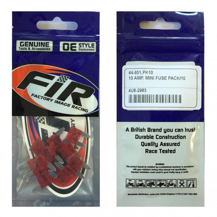 10 Amp. Mini Fuse Pack Of 10