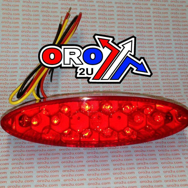 LED Rear Oval Tail Light Red Lens For Brake White Len For Plate