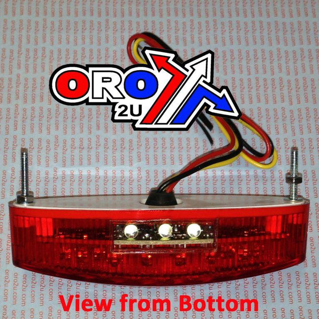 LED Rear Oval Tail Light Red Lens For Brake White Len For Plate