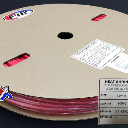 Heat Shrink Tubing 6mm x 100MT, Red