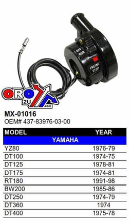Switch Handlebar 1R6-83976-01-00, 437-83976-03-00, DT100-400