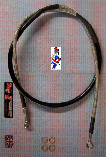 Hose Front Brake Silver / Blk, KTM Husq & Husa 125>540cc FIR, Kit Done, K01-1-027/P