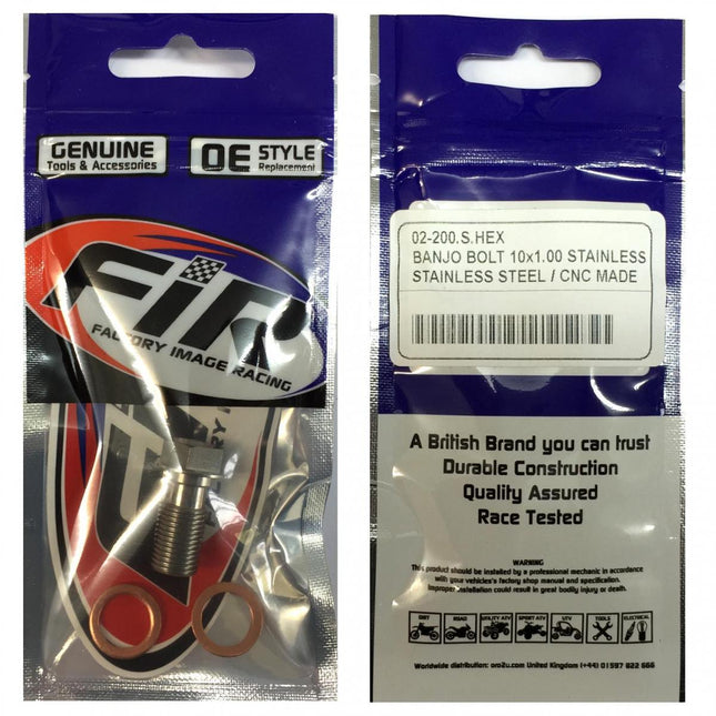 Banjo Bolt M10x1.00 Stainless, Stainless Steel / Cnc Made, / Each