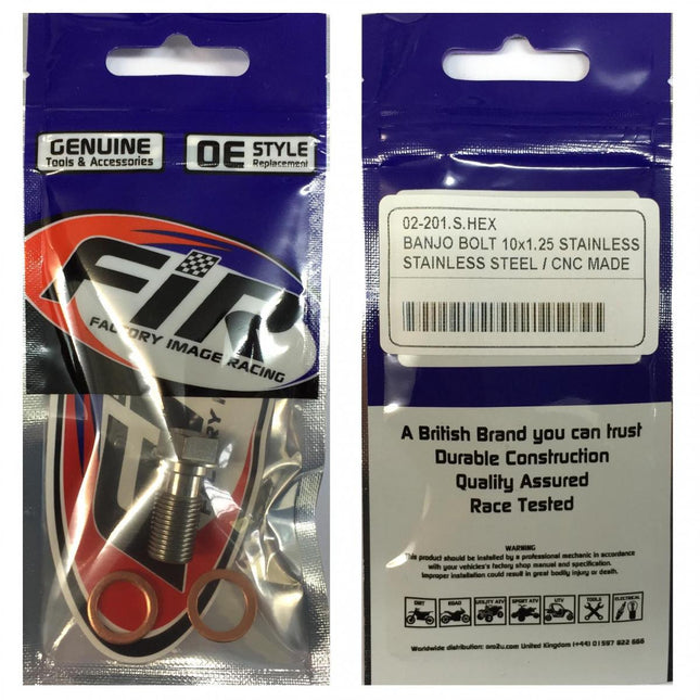 Banjo Bolt M10x1.25 Stainless, Stainless Steel / Cnc Made, / Each