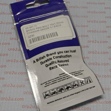 Banjo Bolt M10x1.25 Stainless, Stainless Steel / Cnc Made, / Each